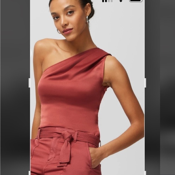 NEW WITH TAGS SATIN LOOK ONE SHOULDER TOP FROM WHITE HOUSE BLACK MARKET - Picture 5 of 11
